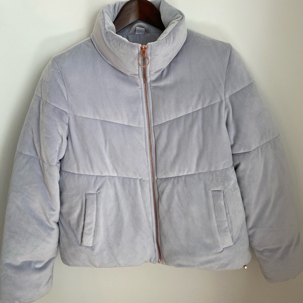 Periwinkle velour puffer